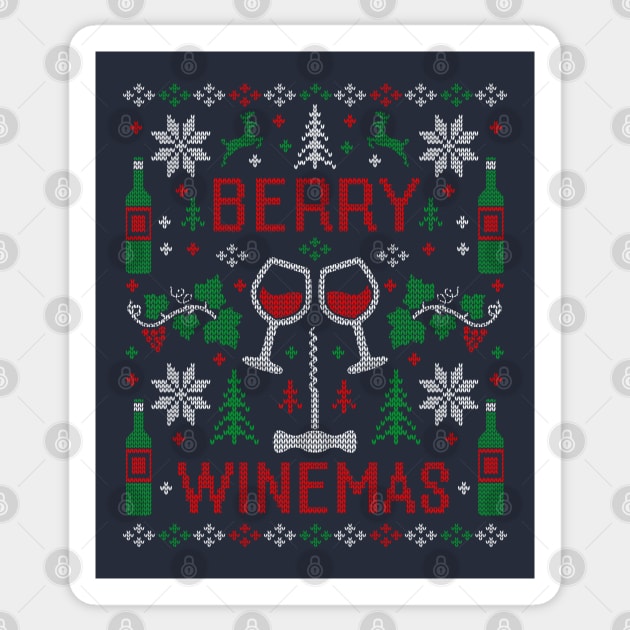 Funny Wine Lover Wine Drinking Ugly Christmas Sweater Party Favorite Sticker by TeeCreations